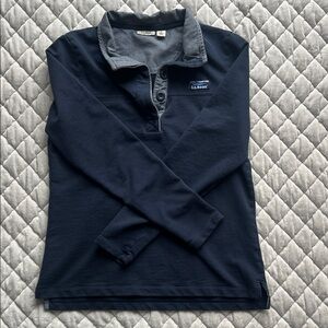 L.L. Bean Dark Blue Button-Up Top